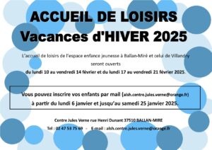 Lire la suite à propos de l’article Inscription accueil de loisirs hiver 2025