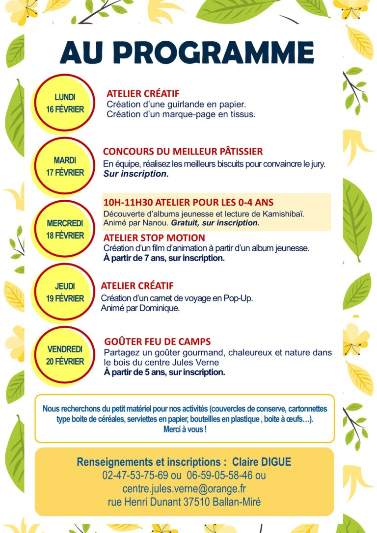 récrés familles hiver 2026 centre social Jules Verne